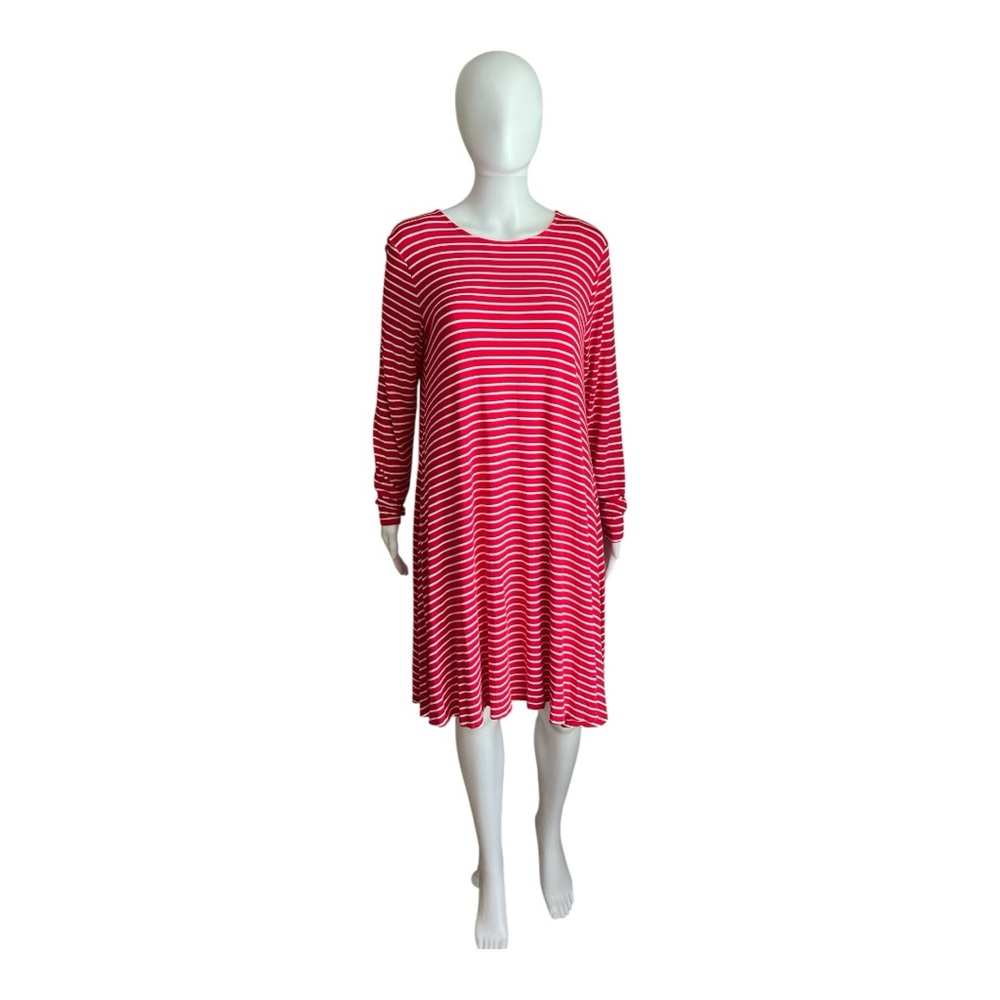 Old Navy Red and White Striped Dress Size L